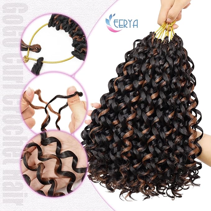 7 Packs GoGo Curl Crochet Hair 12 Inch Short Curly Crochet Hair for Women Water Wave Beach Curl Deep Twist Crochet Braids Synthetic Braiding Hair Extensions (12 Inch, P30)
