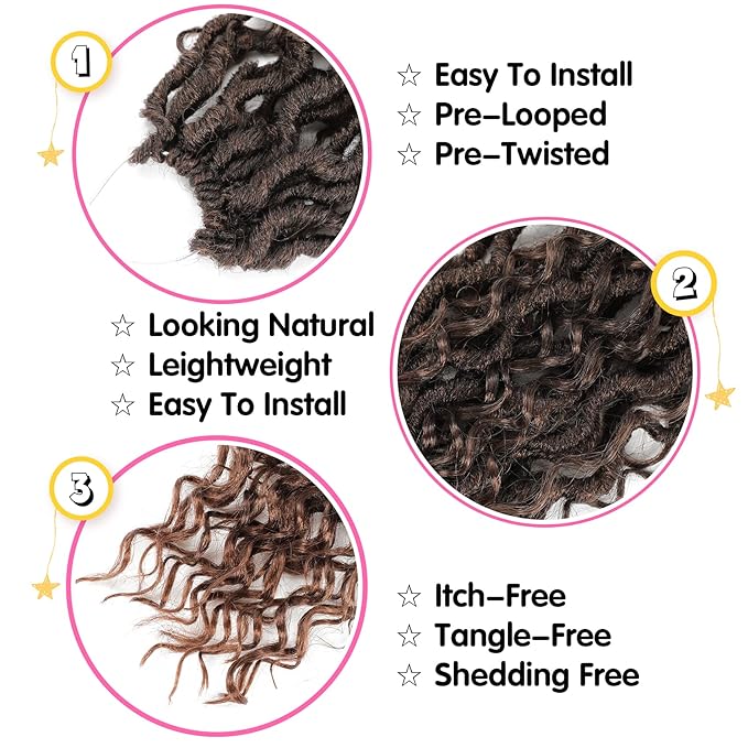 Fulcrum Goddess Locs Crochet Hair 16 Inch, 8 Packs New Faux Locs Crochet Hair for Black Women, Crochet locs with Curly Ends (16Inch (Pack of 8), T30#)
