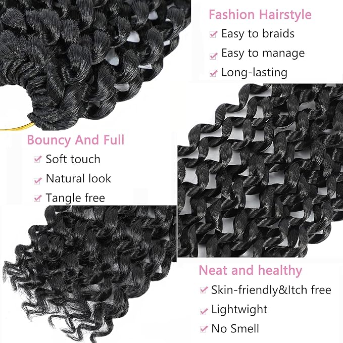 Passion Twist Hair 30 Inch 8 Packs Long Passion Twist Crochet Hair For Women Water Wave Braiding Hair Bohemian Spring Twist Hair Synthetic Hair Extension (30 Inch (Pack of 8), 1B#)