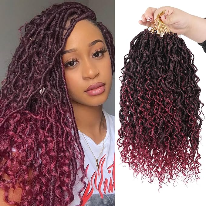 Goddess Locs Crochet Hair,Vemet 16 Inch 9 Packs Synthetic Faux Locs Crochet Hair for Black Women,River Locs Hair Extensions Boho Style Pre looped Faux Locs with Curly Ends