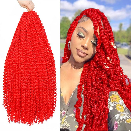 Passion twist hair Passion Twist Crochet Hair Water Wave Crochet Hair for Black Women (24 Inch (Pack of 1), Red)