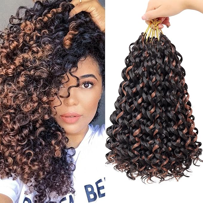 7 Packs GoGo Curl Crochet Hair 12 Inch Short Curly Crochet Hair for Women Water Wave Beach Curl Deep Twist Crochet Braids Synthetic Braiding Hair Extensions (12 Inch, P30)