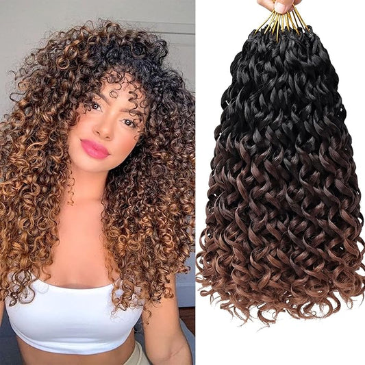 7 Packs GoGo Curl Crochet Hair 12 Inch Short Curly Crochet Hair for Women Beach Curl Water Wave Deep Twist Crochet Braids Synthetic Braiding Hair Extensions (12 Inch, T1B/4/30)