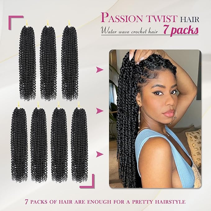 Dansama 7 Packs Passion Twist Hair Water Wave Braiding Hair for Butterfly Style Crochet Braids Bohemian Hair Extensions (24inch (Pack of 7), #2)