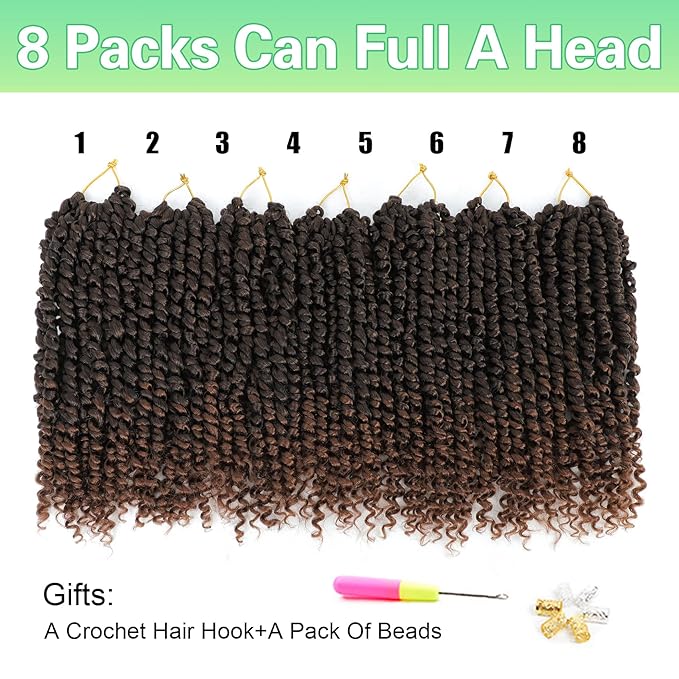 Passion Twist Crochet Hair 10Inch Passion Twist Hair 8 Packs Pre Looped Short Passion Twist Crochet Hair for Black Women T30