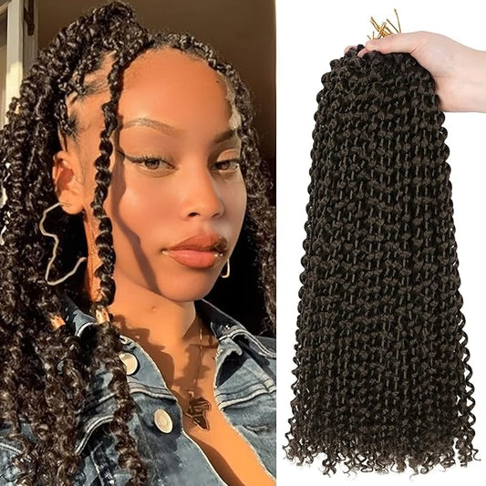 Ubeleco Short Passion Twist Hair,14 Inch Water Wave Crochet Hair For Women 22 Strands/Pack Passion Twist Crochet Hair Bohemian Synthetic Curly Braiding Hair Extensions (14 Inch (Pack of 7), #4)