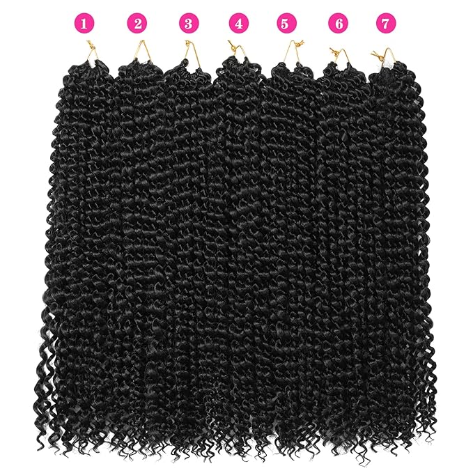 Ubeleco 18 Inch Passion Twist Hair, Black Water Wave Crochet Hair for Women 22 Strands/Pack Passion Twists Braiding Hair Long Bohemian Synthetic Hair Extensions Passion Twist Crochet Hair (7pcs,#1)