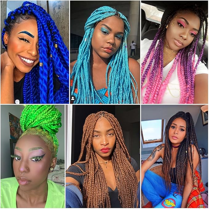 BabyBlue Pre Stretched Braiding Hair 30 Inch Box Braid Hair Extensions 3 Packs Yaki Texture Pre Feathered Braids Hair Easy to Use