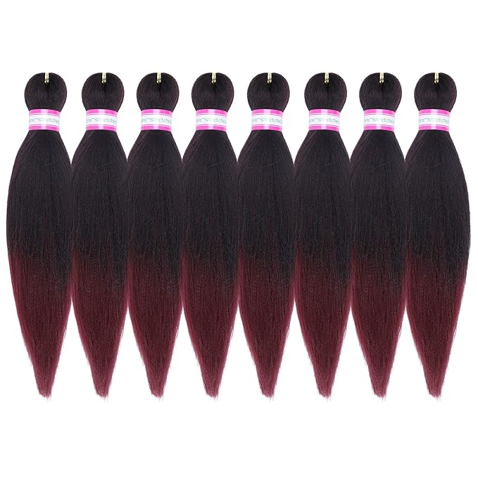 Pre Stretched Braiding Hair Extensions 12 Inch 8 Packs Synthetic Braiding Hair Crochet Braids, Natural Easy Braid Hot Water Setting Professional Soft Yaki Straight Texture (#1B/bug)