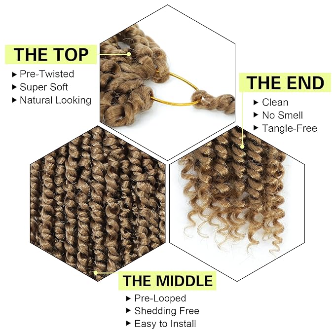 Passion Twist Crochet Hair 10 Inch Passion Twist Hair 8 Packs Pre-Twisted Passion Twist Crochet Hair for Black Women Soft Passion Twist Curly Crochet Hair 10"(Pack of 8) 27#