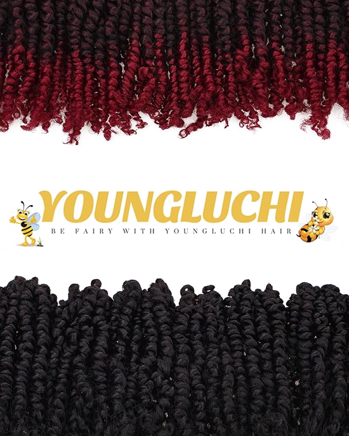 6 Inch 8 Packs Mixed Colors Combo Pack,Pre Looped Pretwisted Passion Twist Crochet Hair For Women -Super Short Crochet Hair Extensions Braided by Synthetic Spring Kinky Twist Bohemian Curls(1B+TBUG)