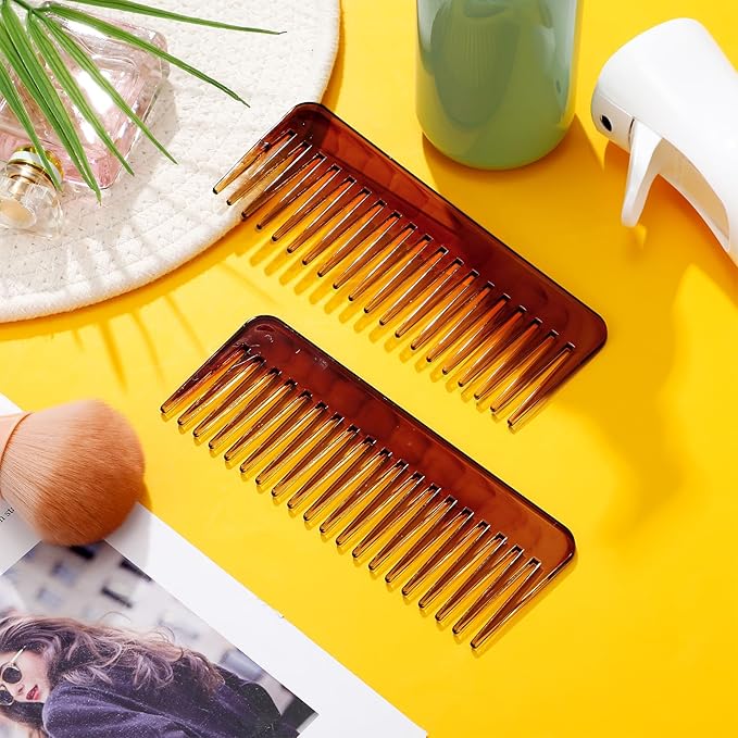 Patelai Wide Tooth Comb Large Hair Detangling Comb for Curly, Wet Dry Hair, No Handle Detangler Accessories(Amber)