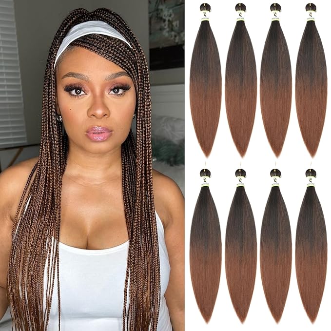 Ombre Braiding Hair Pre Stretched 30inch 8packs T1B30, Itch Free Crochet Twist Hair Pre Stretched Braiding hair