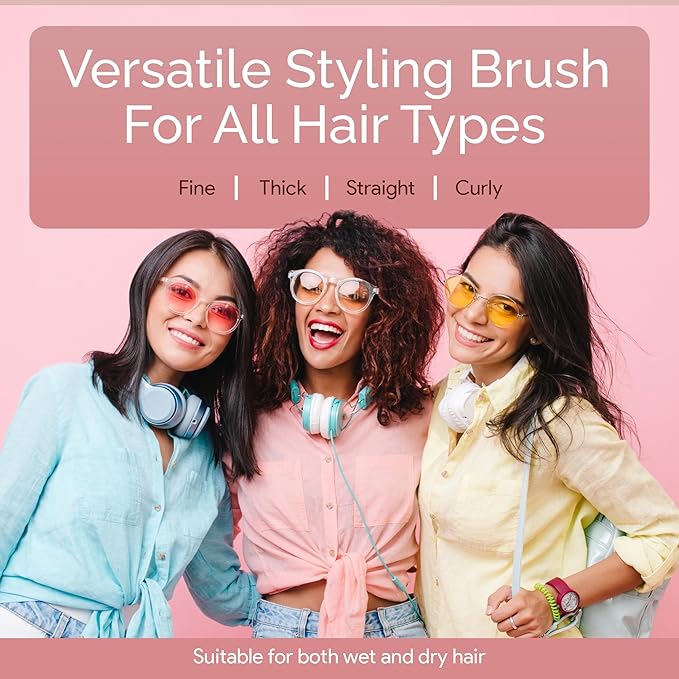 Lily England Vented Hair Brush for Blow Drying - Easy Detangling Hairbrush for Women for Fine, Thick, Curly Hair with Non-Slip Gel Handle - Static Free Vent Hair Brushes for Faster Drying, Rose Gold