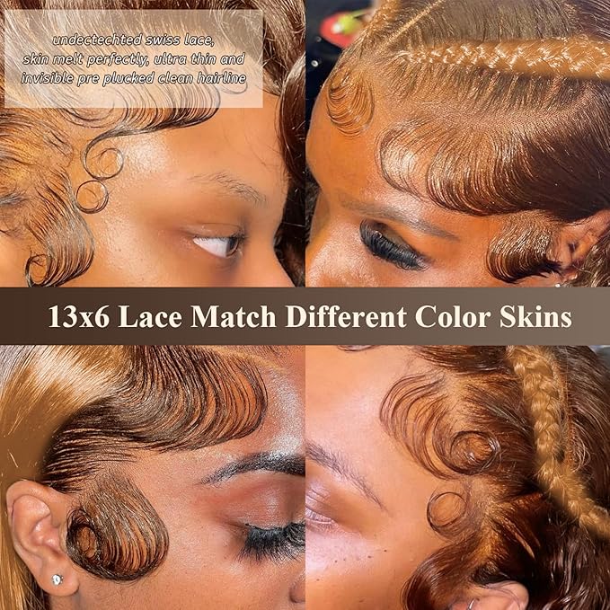 MEGOOD 13x6 Honey Blonde Wig Human Hair Pre Plucked 250% Density 13x6 HD Transparent Body Wave Lace Front Wigs Human Hair 4/27 Colored Ombre Lace Front Wig Human Hair Brazilain Virgin 18Inch