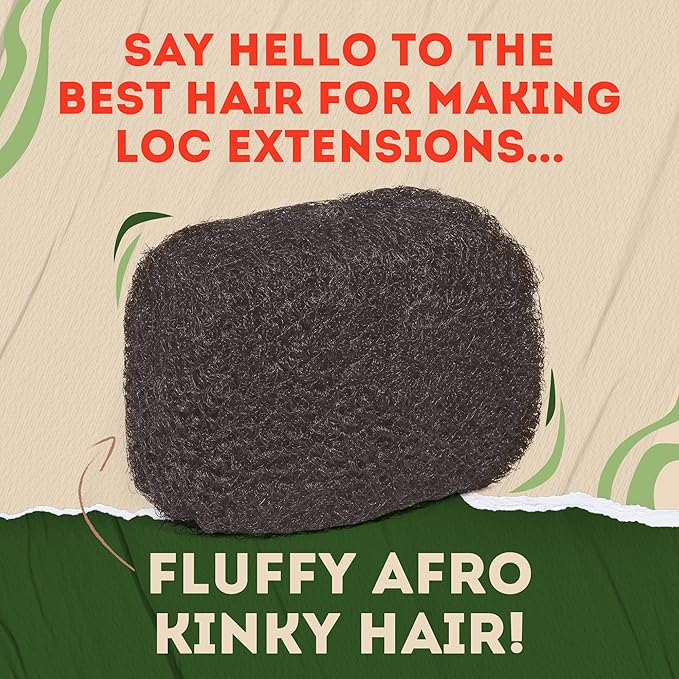 Locsanity Afro Kinky 100Percent Bulk Natural Human Hair - Braiding Hair for Dreadlocks, Loc Repair, Dreadlock Extensions, Twists, Braids - 8 Inches Long, 1 Oz #2 2 - Dark Brown