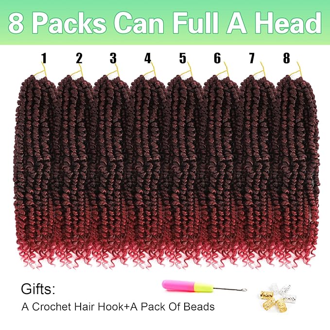 Passion Twist Crochet Hair, Passion Twist Hair 12Inch 8 Packs, Short Passion Twist Crochet Hair for Black Women, twist crochet hair, Passion Twist Curly Crochet Hair Tbug…