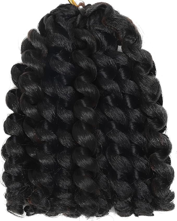 3 Packs Jamaican Bounce Crochet Hair 2X Ringlet Wand Curl Crochet Braids 8 inch Synthetic Pre Looped Crochet Hair Extensions Crochet Braiding Hair 60 Roots (#1B)