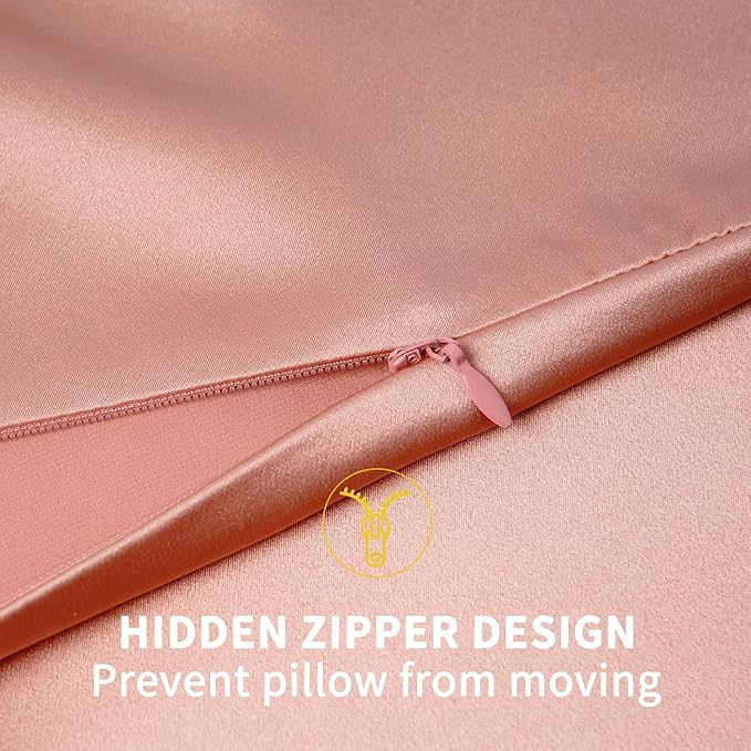 ZIMASILK 100% Pure Mulberry Silk Pillowcase for Hair and Skin Health,Soft and Smooth,Both Sides Premium Grade 6A Silk,600 Thread Count,with Hidden Zipper,1pc (Queen 20''x30'',Coral)