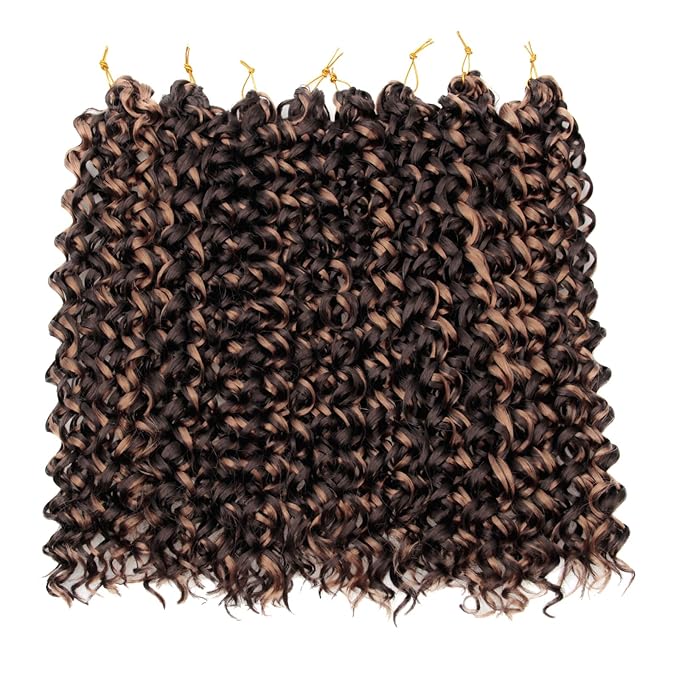 YXCHERISHAIR Curly Crochet Hair GoGo Curl Crochet hair for Women 8Packs Deep Wave Braiding hair,Synthetic Bohemian Crochet Braid Water Wave Crochet hair Extensions(P4/27, 18Inch)