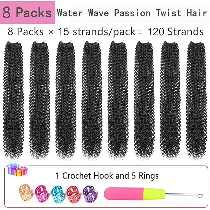 Passion Twist Hair 24 Inch 8 Packs Passion Twist Crochet Hair For Women Passion Twists Braiding Hair Long Bohemian Spring Twist Hair Crochet Braids Synthetic Hair Extension (24 Inch, 2#)