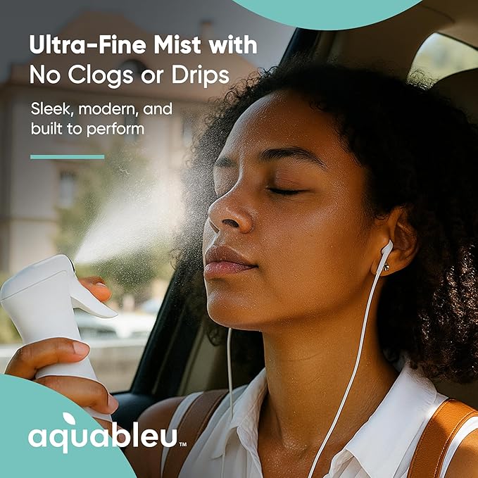 Aquableu Spray Bottle for Hair – Continuous Mist Spray Bottle for Hair Care, Styling, Cleaning, Plants, Pets & Essential Oils (Pack of 2 - Clear, 6.76oz/200ml)