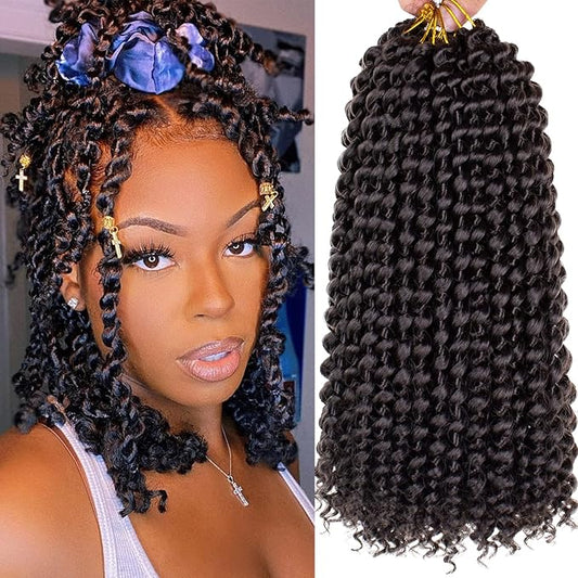 Leeven 7 Packs Passion Twist Hair 12 Inch Water Wave Crochet Braiding Hair Dark Brown Bohemian Passion Twist Synthetic Braids Bomb Spring Twist Braiding Hair for Distressed Butterfly Locs 4#