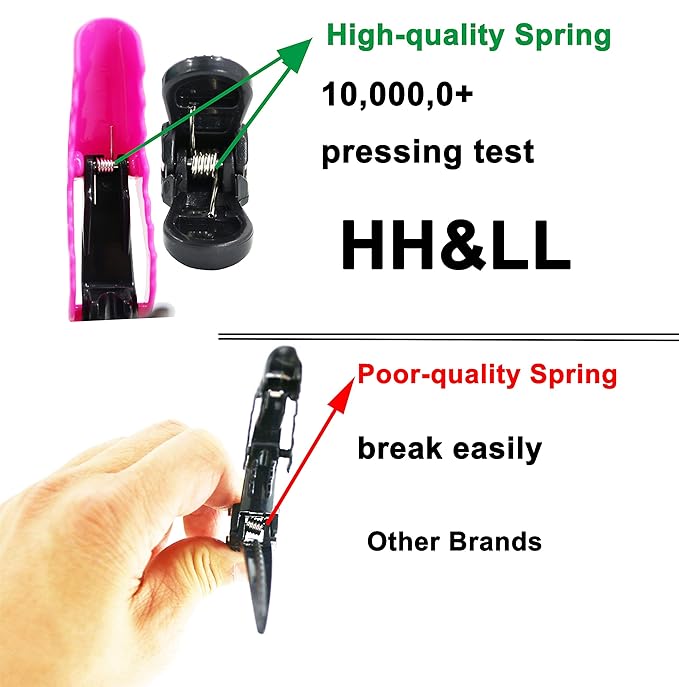 HH&LL Hair Clips for Women - Wide Teeth & Double-Hinged Design Alligator Styling Sectioning Clips of Professional Hair Salon Quality 10Pack (Rose Red)