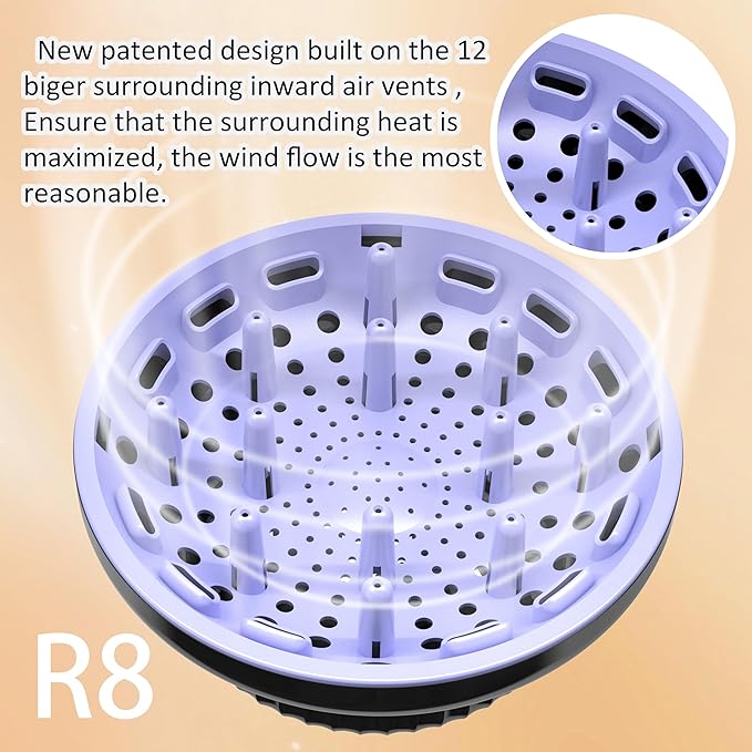 Universal Portable Blow Dryer Diffuser for Curly and Natural Wavy Hair, Hair Dryer Diffuser for Curly and Natural Wavy Hair (Black&Purple)