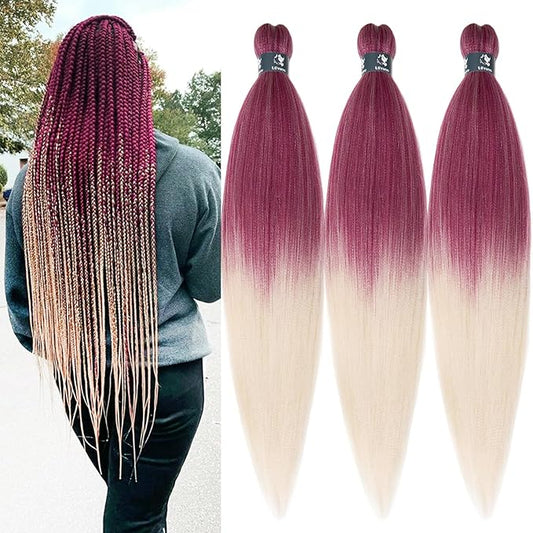 Ombre Braiding Hair Pre Stretched Box Braids Synthetic Braiding Hair Extensions Kanekalo Colored Prestretched Braiding Hair Ombre 26 Inch