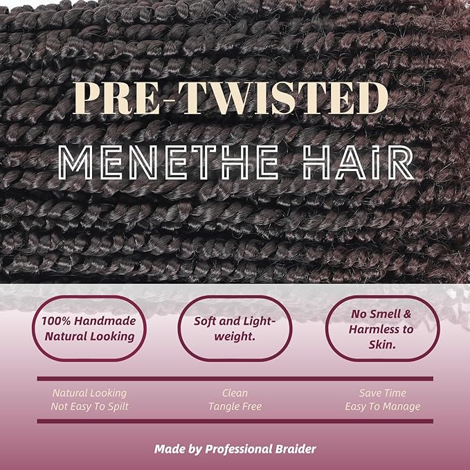 14 Inch Deep Brown Crochet Twists Pre Looped 9 Packs Passion Twist Crochet Hair Braiding Curly Ends Hair Extensions for Women(14 Inch,T33#)