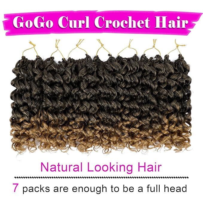 7 Packs GoGo Curl Crochet Hair 10 Inch Short Curly Crochet Hair for Women Beach Curl Water Wave Deep Twist Crochet Braids Synthetic Braiding Hair Extensions (10 Inch, T1B/27)