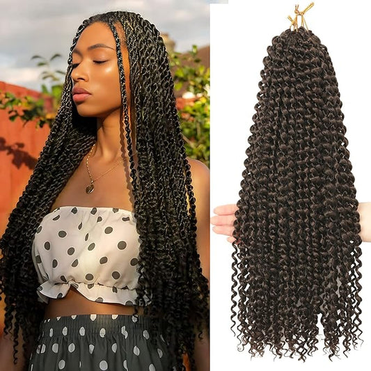 24 Inch Passion Twist Hair, Water Wave Crochet Hair Passion Twist Crochet Hair for Women Long Bohemian Synthetic Curly Braiding Hair Extensions Passion Twists Braiding Hair (24 Inch (Pack of 2), #4)