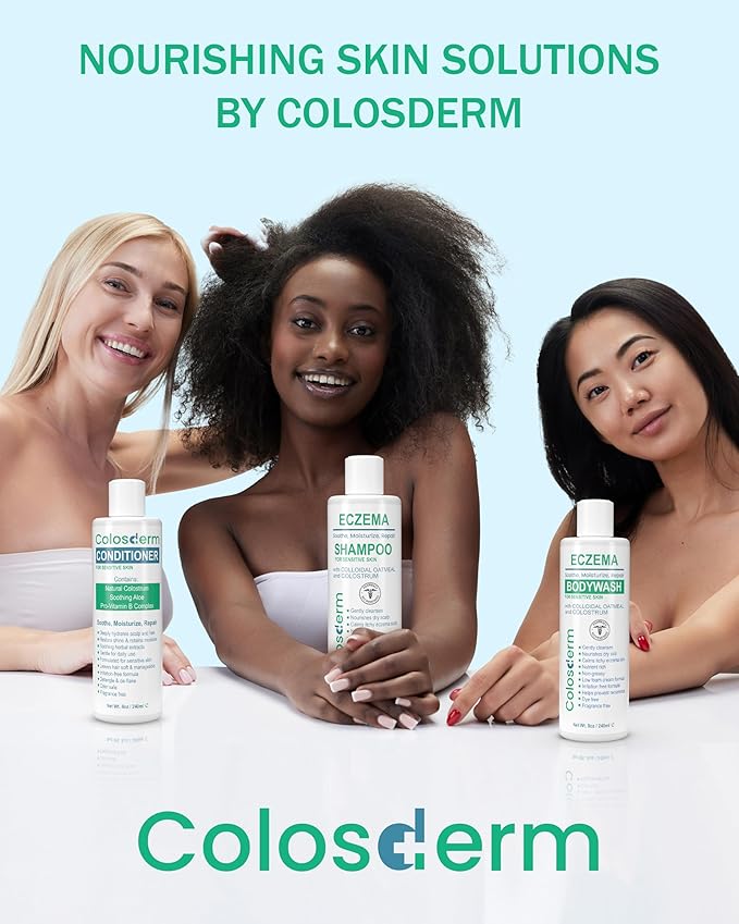 Eczema Cream Shampoo Treatment for Sensitive Skin for Kids & Adults- Colostrum & Colloidal Oatmeal -Itchy Scalp Anti Dandruff Eczema Shampoo for Scalp Women & Men, 16 fl oz, Made in USA