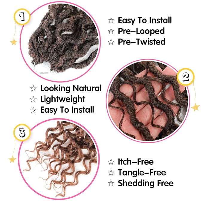 Fulcrum Goddess Locs Crochet Hair - 22 Inch, 8 Packs New Faux Locs Crochet Hair for Black Women, Curly Ends (22Inch (Pack of 8), T30#)