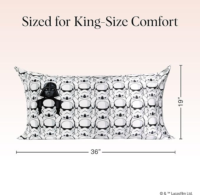 Kitsch x Star Wars Darth Vader & Stormtroopers Satin Pillowcase with Zipper | Better Than Silk Pillowcase | Frizz-Reducing Pillow Case for Hair & Skin Care, Cooling & Breathable - King