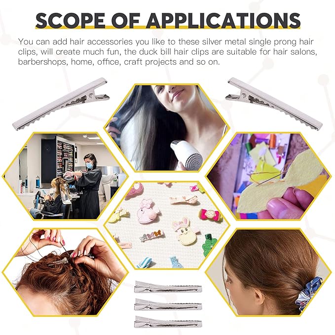 270Pcs 5 Sizes Alligator Hair Clips Bulk Silver Single Prong Hair Clips For Bows Making Hair Pins For Sectioning Hair Styling And Sectioning Hairdressing DIY Crafts