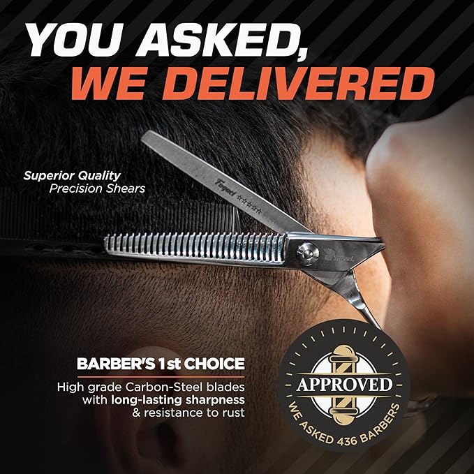 Fagaci Left Handed Professional Thinning Shears 6 Inch with Extremely Sharp Blades, 440C Steel Thinning Scissors, Durable, Smooth Motion & Fine Cut, Hair Scissors with Elegant Sheath