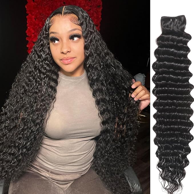 Deep Wave Bundles Human Hair One Bundle Brazilian 26 Inch 12A 100% Unprocessed Double Weft Human Hair Weave Bundles