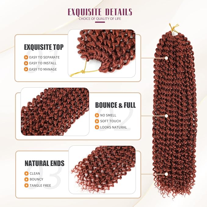 Dansama Passion Twist Hair 6 Packs Water Wave Braiding Hair for Butterfly Style Crochet Braids Bohemian Hair Extensions (18inch, #350, Economy Pack)