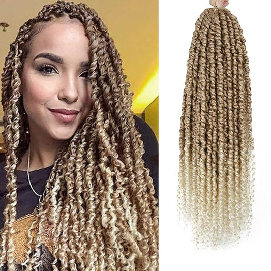 Passion Twist Hair - 8 Packs 20 Inch Passion Twist Crochet Hair For Women, Crochet Pretwisted Curly Hair Passion Twists Synthetic Braiding Hair Extensions (20 Inch 8 Packs, T27/613)