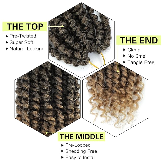 Passion Twist Crochet Hair 14Inch Passion Twist Hair 8 Packs Pre-Twisted Passion Twist Crochet Hair for Black Women Soft Passion Twist Curly Crochet Hair T27