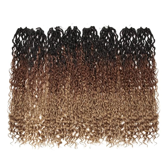 8Packs Goddess Locs Crochet Hair 26Inch Crochet Locs,Boho Faux Loc With Curly Ends River Hippie Bohemian Loc Crochet Hair for Black Women(OT30/27, 26inch(Pack of 8))