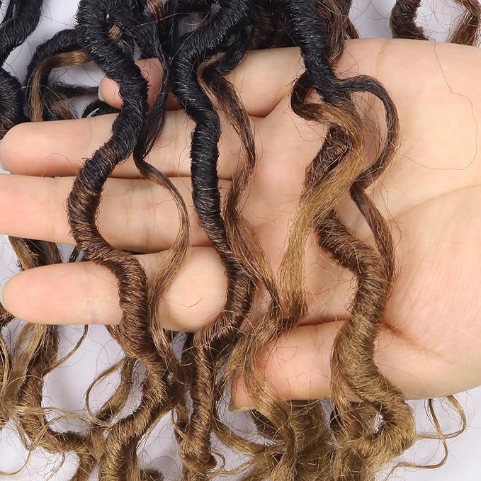 Goddess Locs Crochet Hair,8 Inch 9 Packs Faux Locs Synthetic Crochet Hair for Black Women, Boho Style Pre looped crochet with Curly Ends