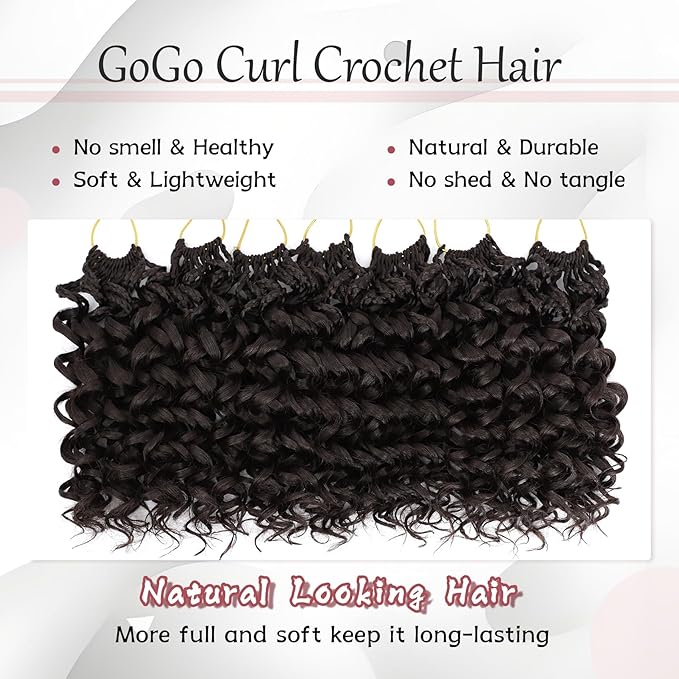 7 Packs Gogo Curl Crochet Hair for Women 12 Inch Pre-Twisted Curly Crochet Hair Pre Looped Deep Ocean Water Wave Beach Curl Crochet Braids Synthetic Braiding Hair Extensions (12 Inch, 4#)