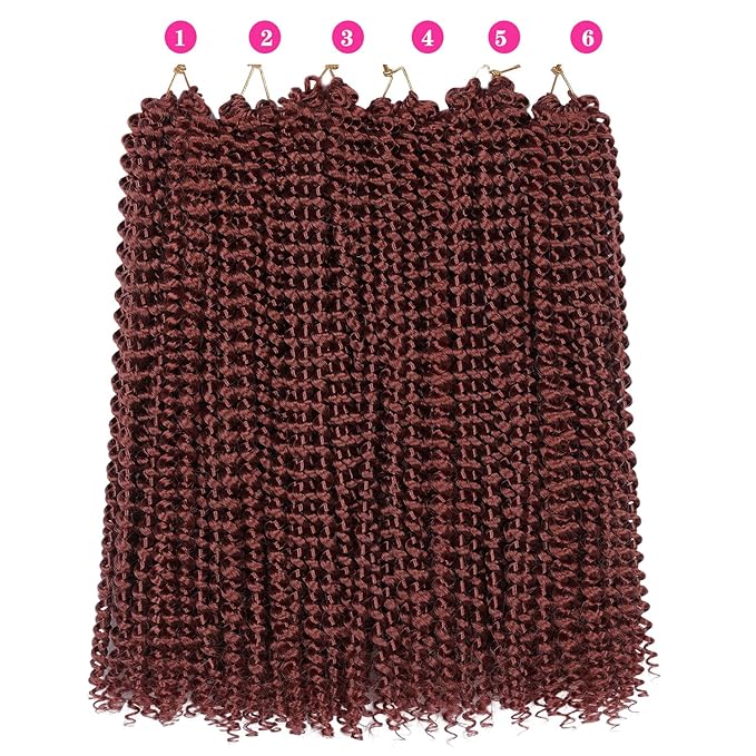 Ubeleco 18 Inch Passion Twist Hair, Water Wave Crochet Hair Passion Twist Crochet Hair for Women 6 Packs Copper Red Long Bohemian Synthetic Curly Braiding Hair Extensions(6pcs,#350)