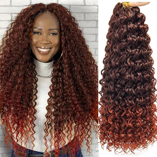 YXCHERISHAIR 8 Packs Curly Crochet Hair GoGo Curl Crochet hair for Black Women Deep Wave Braiding hair,Synthetic Bohemian Crochet Braid Water Wave Crochet hair Extensions (1B/350, 24inch)