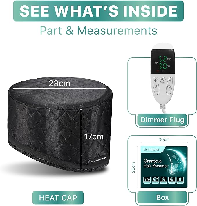 High-Power Hair Steamer Cap for Natural Hair – Deep Conditioning, Easy to Use, Adjustable Heat & Timer, at-Home Salon Treatment for Black Hair Care, Moisture & Repair Treatment for Healthy Hair