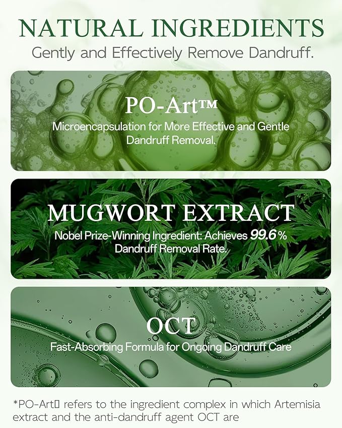 Mugwort Pre-Shampoo Scalp Serum, Anti-Dandruff & Soothing Cleansing Essence with Built-in Brush, Moisturizing Amino Acid Formula to Balance Scalp Barrier, Relieve Itching & Flakes