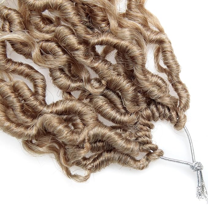 Goddess Locs Crochet Hair 12Inch Curly Faux Locs 8Packs Pre-looped Boho River Hippie Locs Bohemian Locs Crochet Hair for Black Women(27/613, 12inch(Pack of 8))